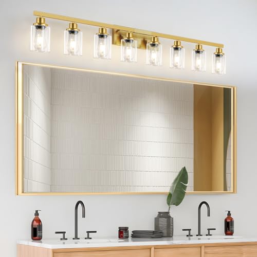 8 Light Gold Vanity Lights Over Mirror Bathroom Light Fixtures 52" (8 Count)