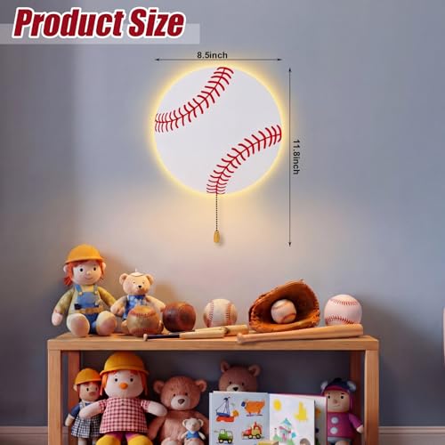 Baseball Night Light Wall Lamp Sleeping Nursery Lighting