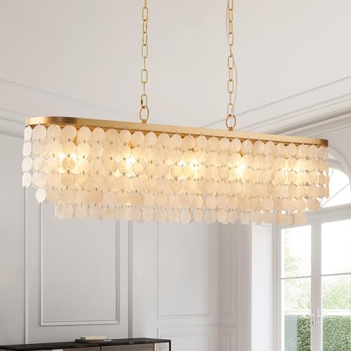 5 Light Capiz Shell Rectangular Chandelier