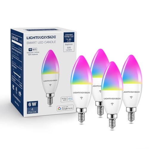 Smart E12 LED Bulbs 60W Work with Alexa (4 Count)