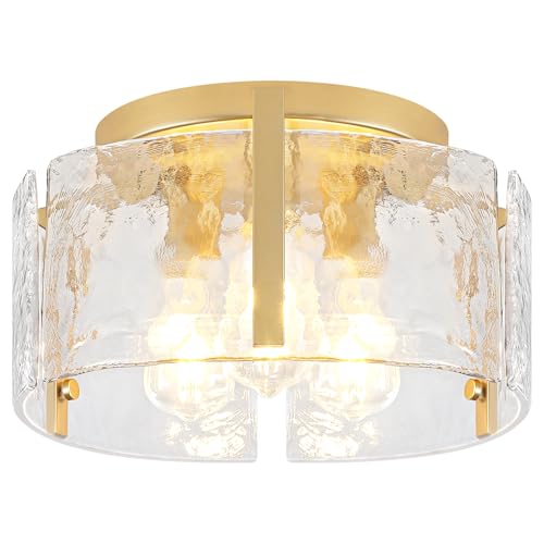 Modern Gold Semi Flush Mount Ceiling Light 3 Lights Ceiling Lamp (3 Count)