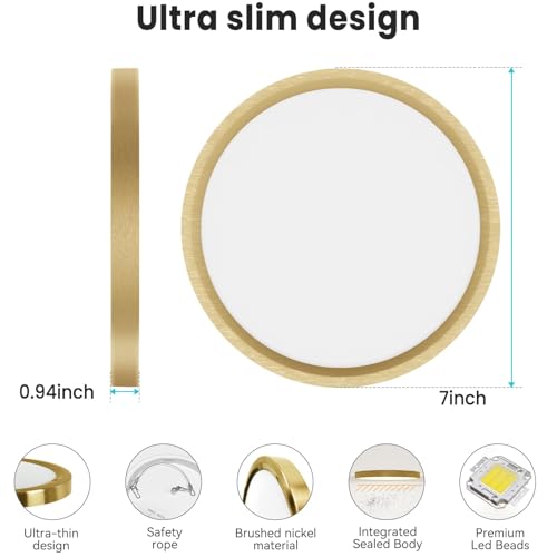 7 Inch Golden Flush Mount Ceiling Light