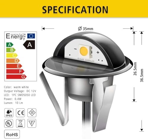 30pcs LED Deck Lights Low Voltage IP65 Waterproof Recessed LED Deck Lighting (30 Count)