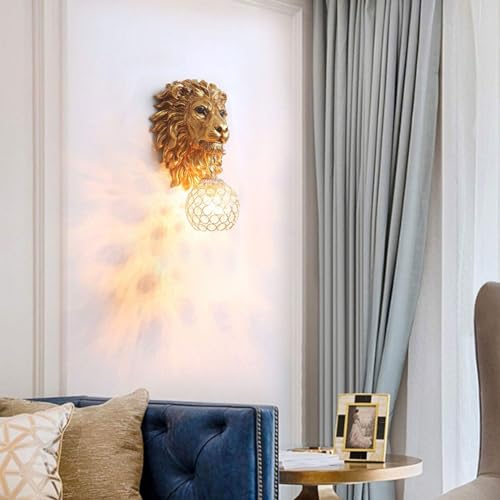 Gold Lion Head Wall Sconces Set of 2 (2 Count)
