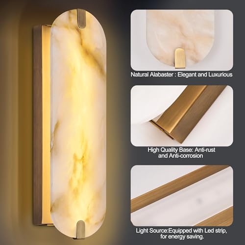 19in Alabaster Wall Sconces (2 Count)