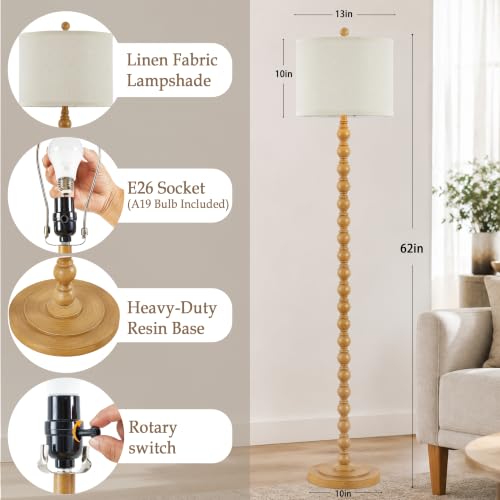 Rustic Floor Lamp for Living Room (Brown)