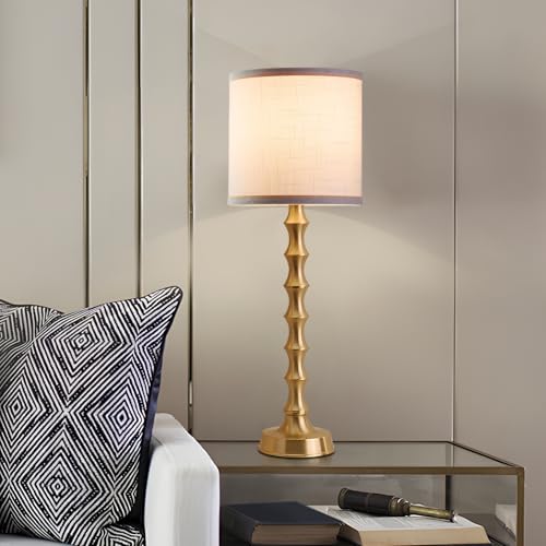 30.5" Gold Buffet Table Lamps Set of 2 with White Lampshade (2 Count)
