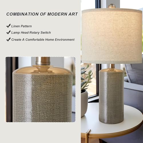Small Table Lamps Set of 2 for Living Room 20.25" Grey Lamps Bedside Lamps (2 Count)