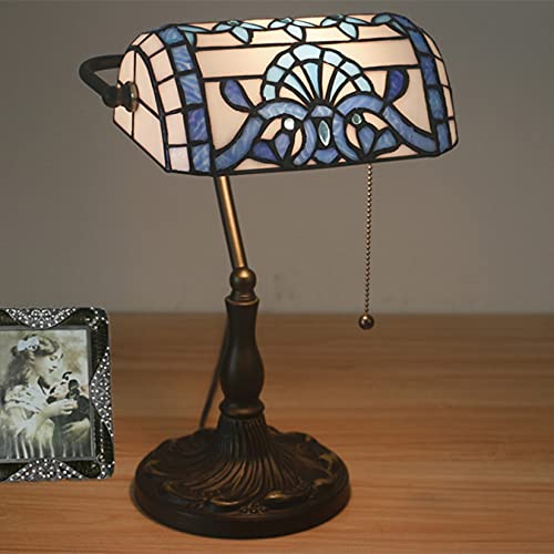 Tiffany Style Bankers Table Lamp Stained Glass Piano Desk Lamp Vintage Bedroom Bedside Lamp for Study