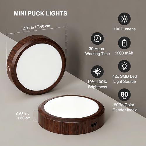 Puck Lights with Remote Control Rechargeable (4 Count)