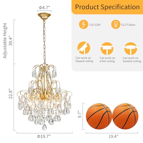 5 Light Crystal Candle Chandelier Pendant Ceiling Modern Lighting Fixture for Bedroom Hallway Bar Kitchen Bathroom