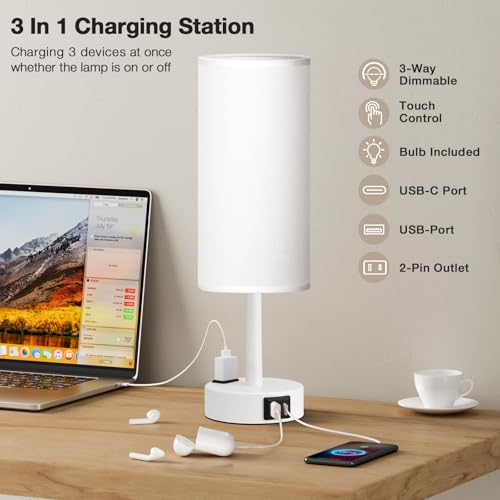 White Bedside Lamp for Bedroom