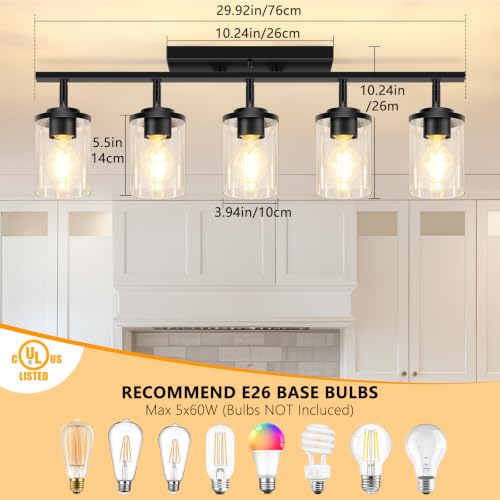 5 Lights Black Semi Flush Mount Ceiling Light Fixtures
