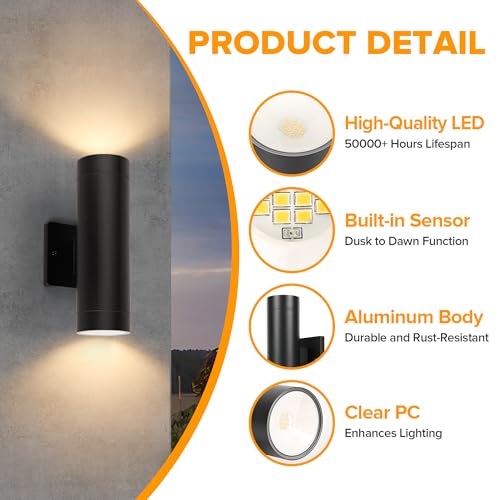 Dusk to Dawn Outdoor Wall Lights (4 Pack)