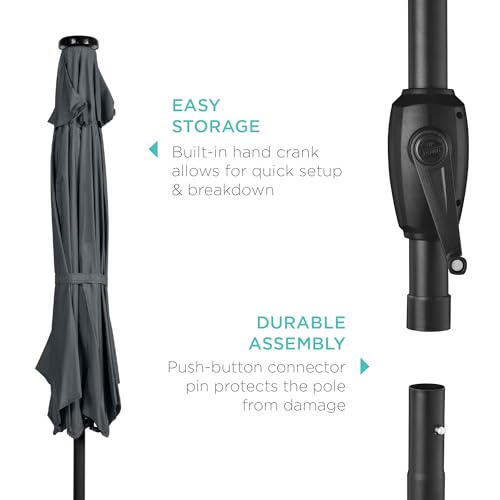 7.5ft Solar Umbrella LED Lighted Patio Umbrella
