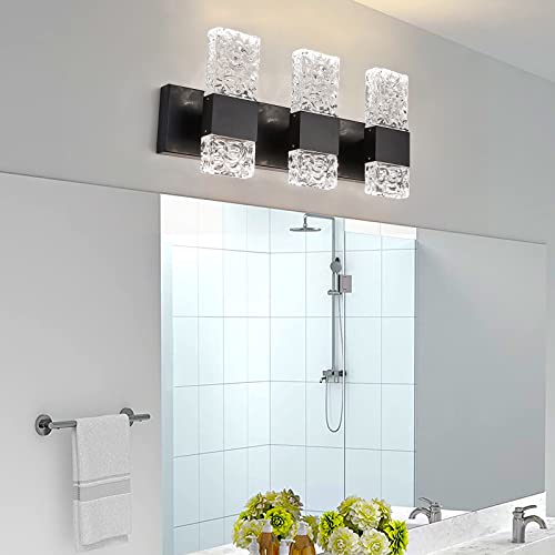 Black Bathroom Light Fixtures Crystal Bathroom Vanity Light 3 Light Over Mirror Modern LED Wall Light for Bathroom