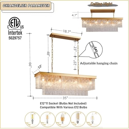 Chandelier 35.4in 11