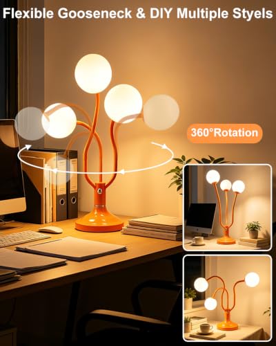 Globe Modern Table Lamp for Bedroom Dimmable Round Ball Lamp
