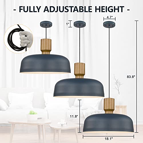 Large Industrial Pendant Light Fixtures with Hammered Metal Shade (2 Count)