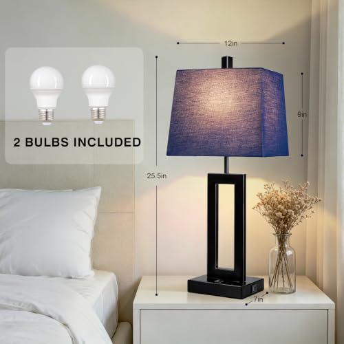 Blue Bedside Table Lamp Set of 2 (2 Count)