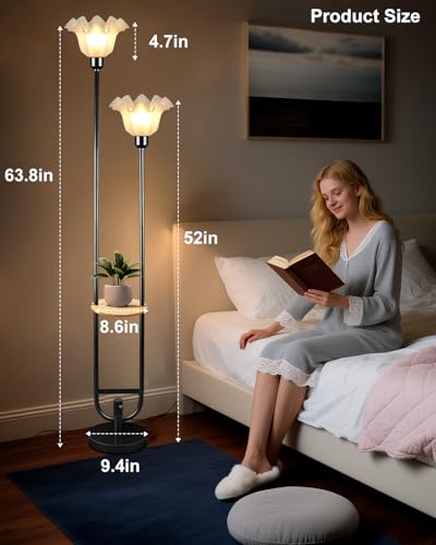2 Light Flower Floor Lamp with Side Table (3 Count)