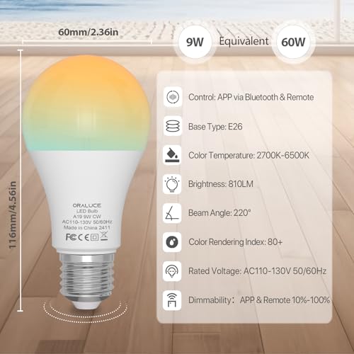 LED Remote Control Light Bulbs 60 Watt Equivalent (4 Count)
