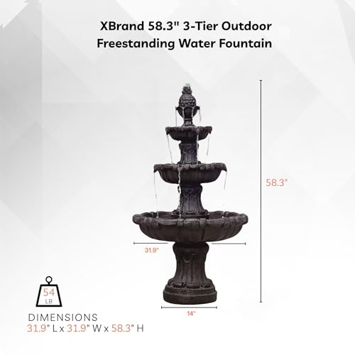 58.3" 3 Tier Outdoor Freestanding Water Fountain