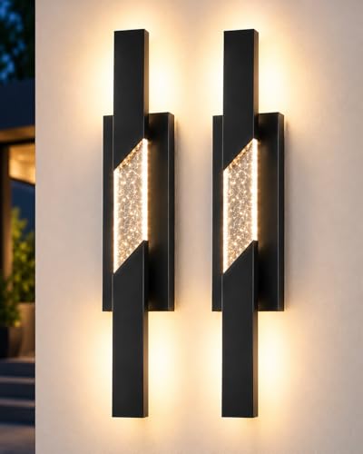 2 Pack Modern LED Outdoor Wall Sconce (Black / 23.62 inch, 2 Pack)