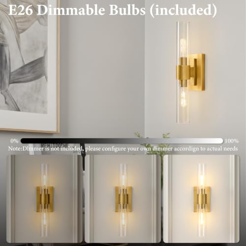 Gold Brass Bathroom Wall Sconce (2 Count)
