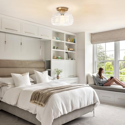 9" Clear Glass Flush Mount Ceiling Light Fixture