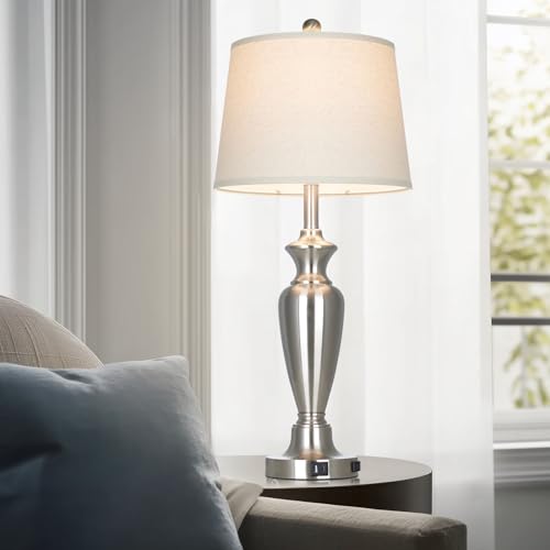 30" Tall Silver Table Lamps Set of 2 for Living Room (2 Count)
