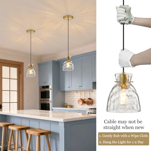 5.9" Mini Black Gold Hammered Glass Pendant Lights Kitchen Island 2 Pack (2 Count)
