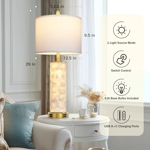29" Coastal Seashell Table Lamp for Living Room Set of 2 (2 Count)