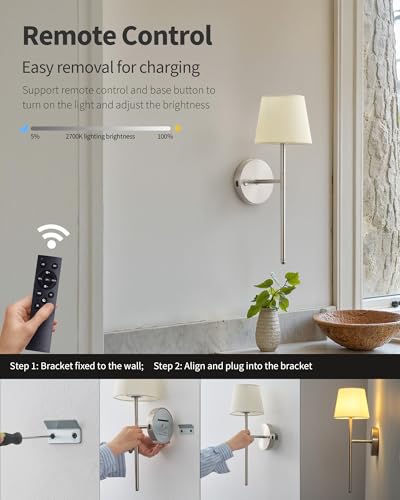 Cordless Small Wall Sconce Set of 2 (2 Count)