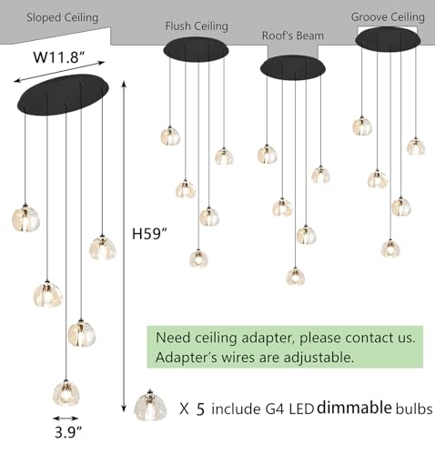 Modern Glam Chandelier LED Kitchen Pendant Lights Island Lighting Remote Dimmable Fixtures Bubble Crystal Floating Chandelier Black Corner Pendants Light