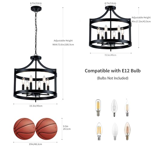 6 Lights Black Farmhouse Chandelier