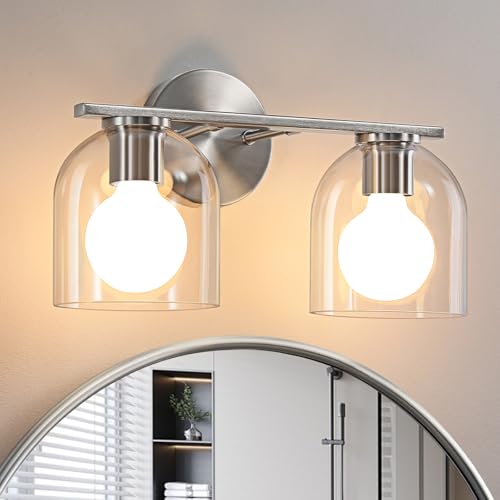 Modern Brushed Nickel 14.2 Inch Bathroom Vanity Light Fixtures