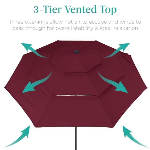 10ft 3 Tier Solar Patio Umbrella
