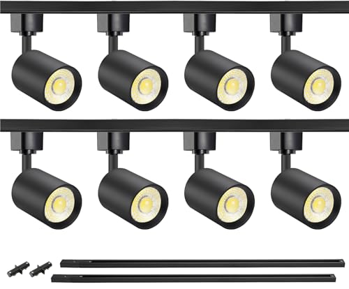 8 Light LED Track Lighting Kit with 6.6FT H Type Track Rail