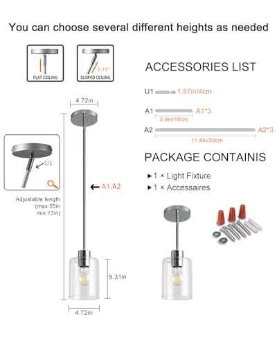 Chrome Pendant Lights Kitchen Island (3 Count)