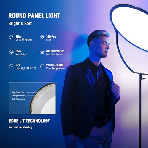 18" RGB LED Round Panel Video Light with APP Control