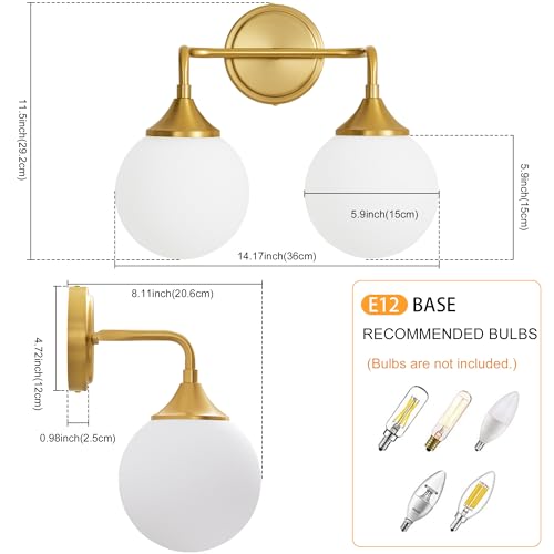 Brushed Gold Bathroom Light Fixtures Over Mirror Vanity 2
