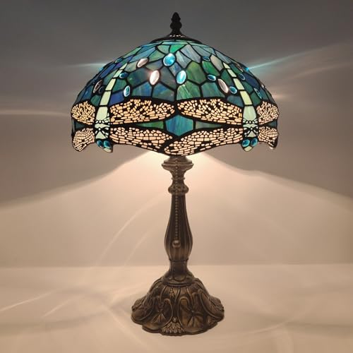 Tiffany Table Lamp Stained Glass Bedside Reading Light W12H19 inch