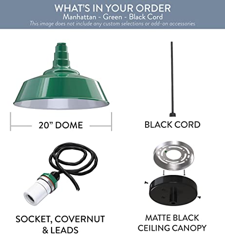 Industrial Pendant Light 20 Inch Extra Large Steel Warehouse Dome