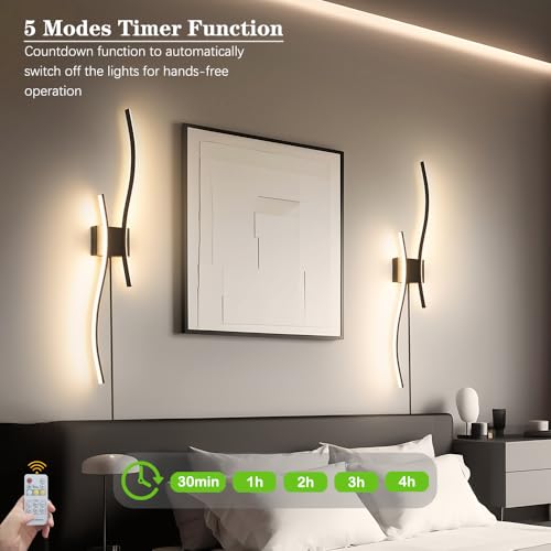 Modern Black Plug in Wall Sconces Set of 2 (2 Count)
