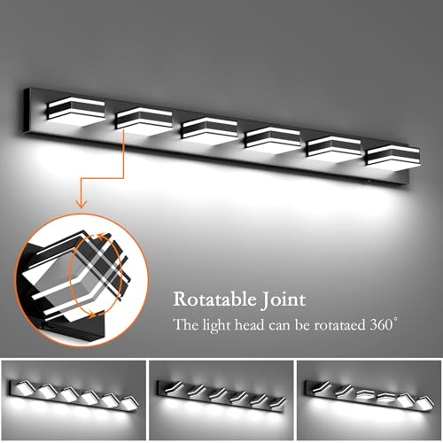 48inch Black Bathroom Vanity Light with 5 Color Temperatures