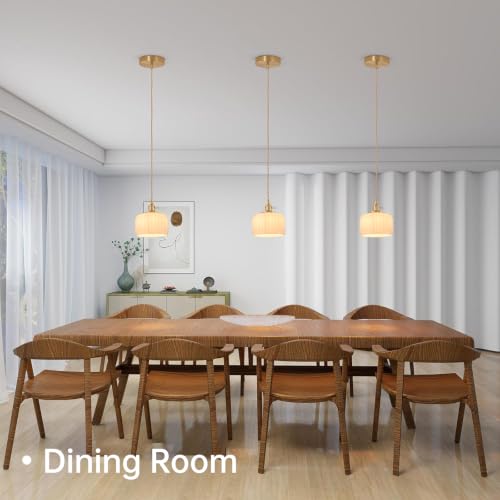 Pendant Light with White Striped Glass Lmapshade