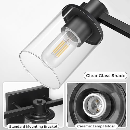 20 Inch 3 Light Upgraded Black Bathroom Light Fixture