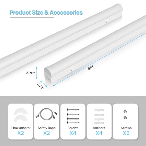 8FT LED Linear Strip Light Fixture (4 Count)
