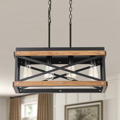Rustic Farmhouse Wood Kitchen Island Lighting